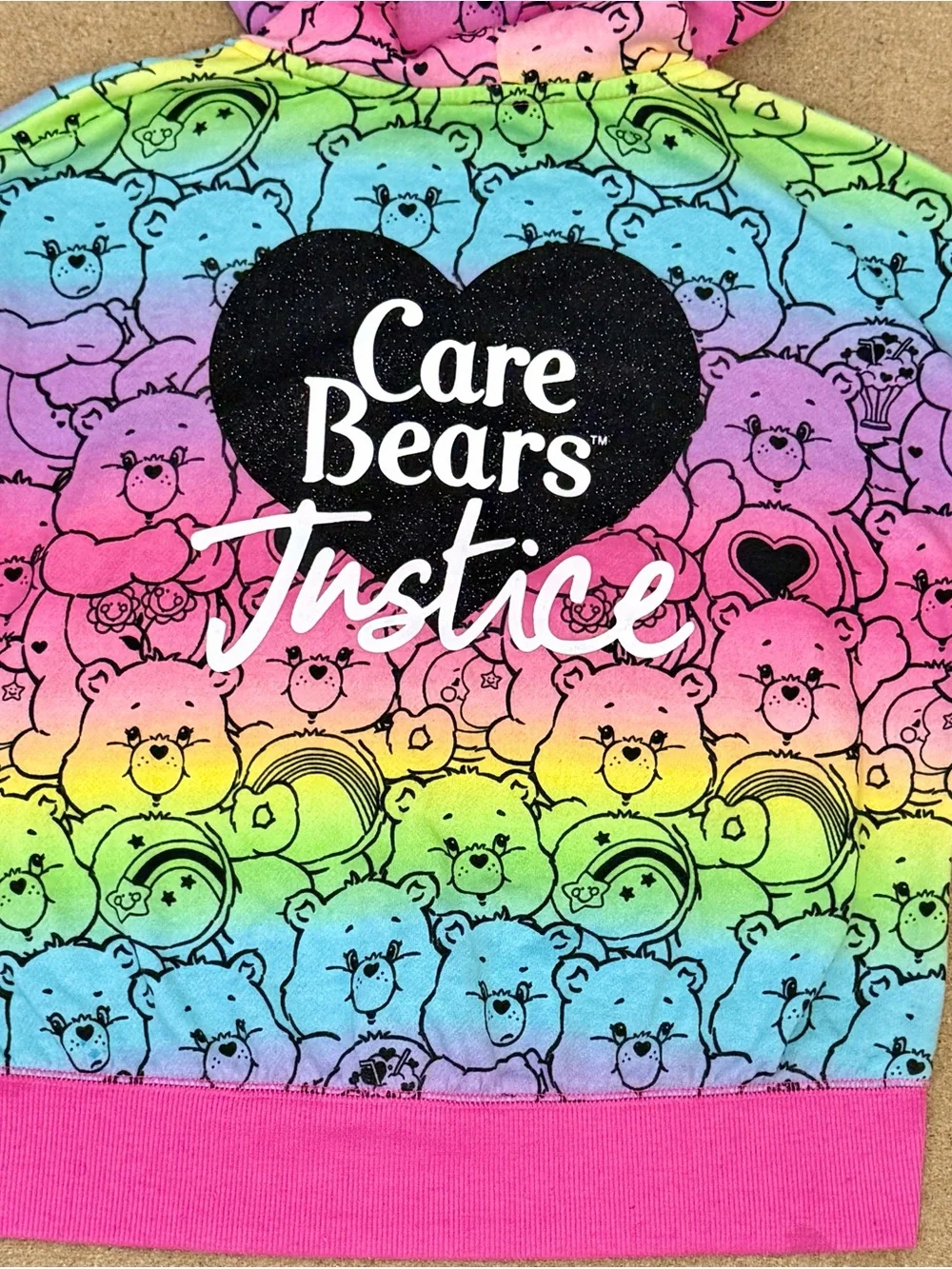 Justice Care Bears Rainbow Gradient Zip Hoodie - Girls M/10